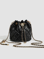 Load image into Gallery viewer, Quilted Chain Strap Bucket Bag Women Black N6C049