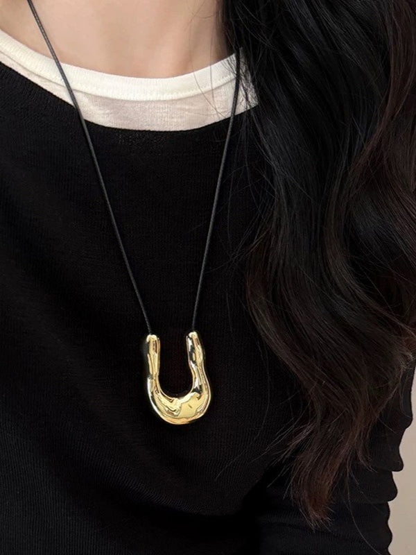 U-Shaped Horseshoe Necklace Women Luxury Layering N6C066