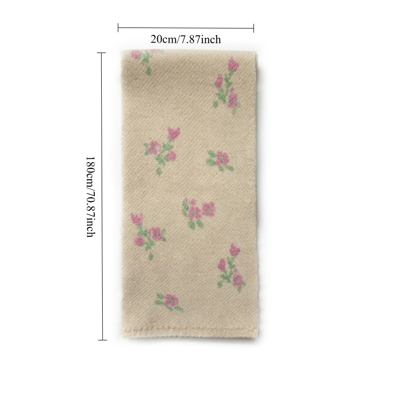 Womens Floral Jacquard Wool Blend Knit Scarf N6K233