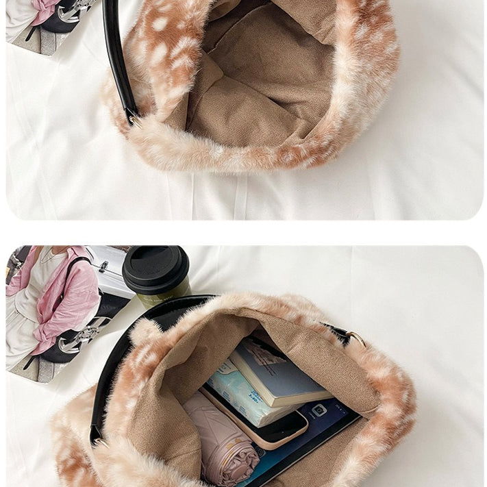 Women's Plush Large Tote Shoulder Bag N6J178