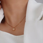 Load image into Gallery viewer, Mother of Pearl Square Choker 18K Gold Titanium Steel N6H175