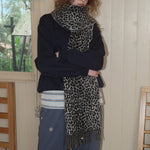 Load image into Gallery viewer, Womens 30 Percent Wool Leopard Print Fringe Scarf N6K241