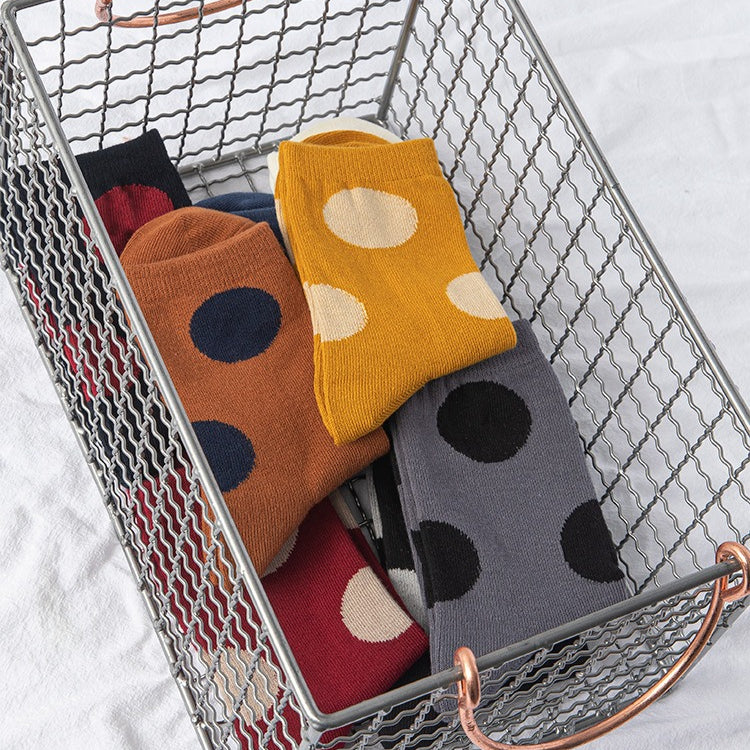 Vintage Large Polka Dot Over-the-Knee Socks Women N6H013