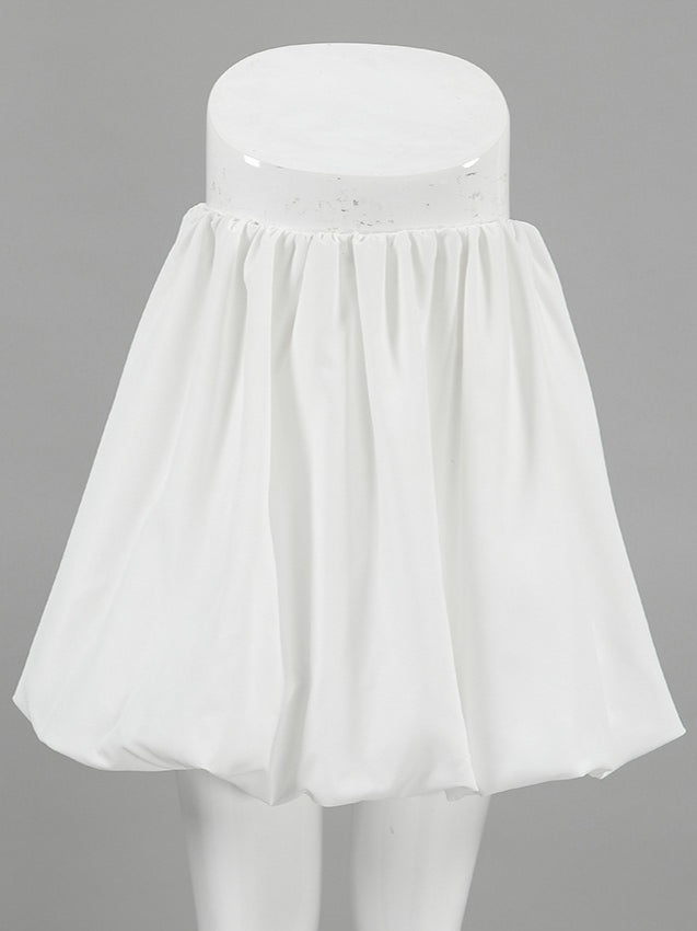 White High Waist Office Puff Skirt N6D112