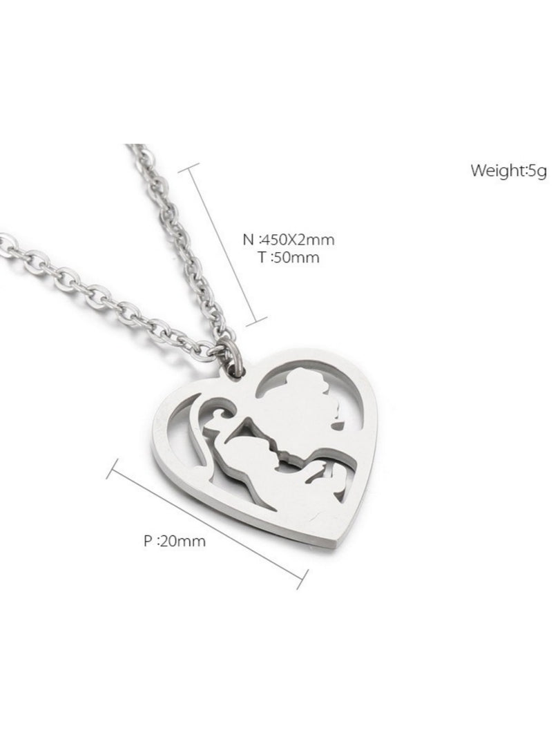 Openwork Heart Pendant Necklace Mother's Day N6D540