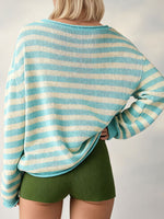 Load image into Gallery viewer, Striped Color-Block Loose Pullover Sweater Women N6H287