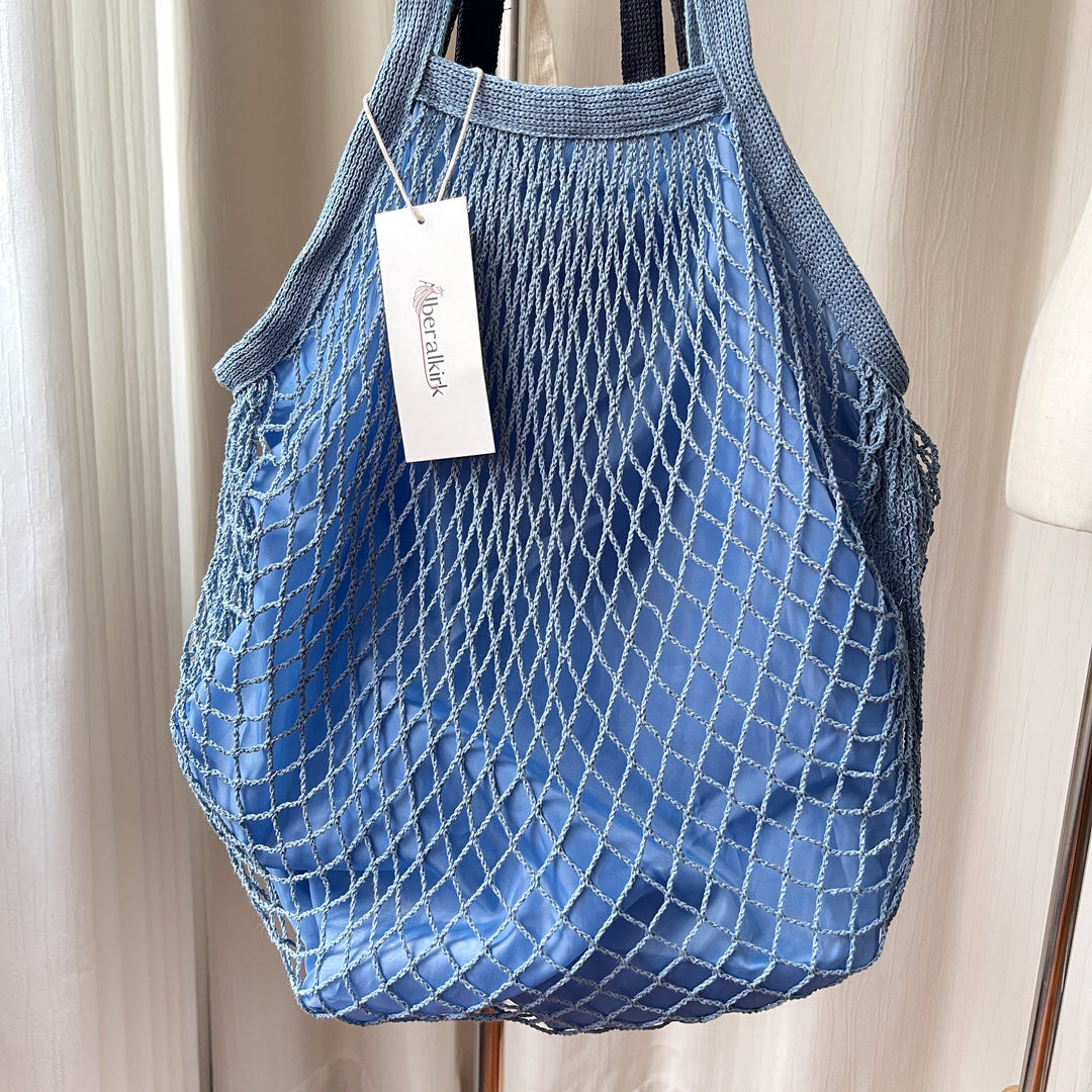 Cotton Linen Handwoven Foldable Shoulder Mesh Tote N6G131