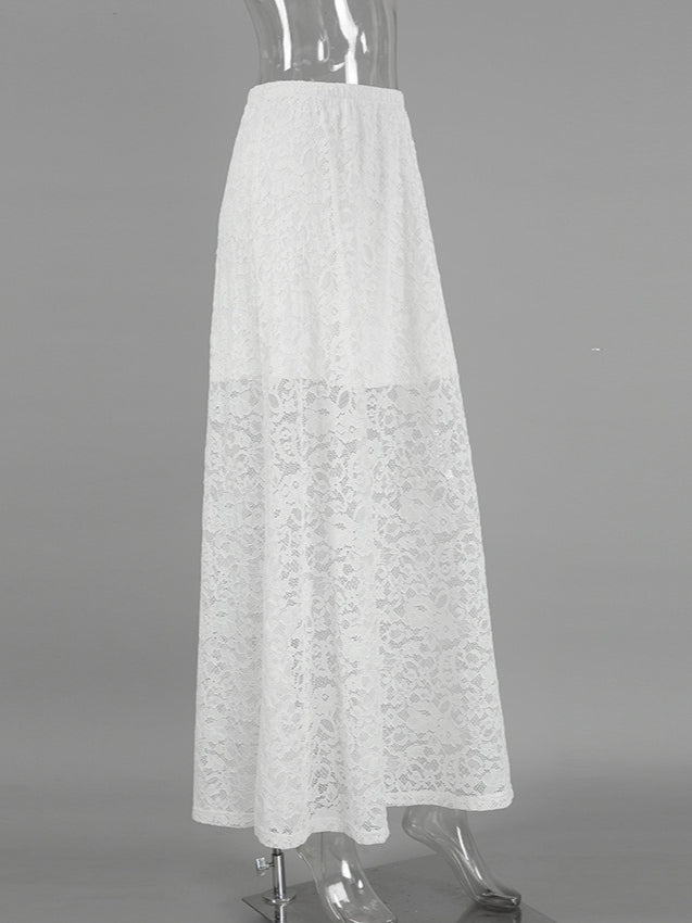 Sexy Lace Sheer High Waist A-Line Skirt N6D012
