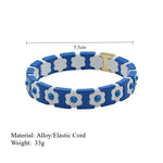 Load image into Gallery viewer, Bohemian Floral Cuff Enamel Steel Elastic DIY Plated S5P085
