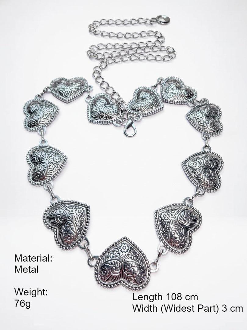 Retro Silver Heart Waist Chain Women Boho N6C157