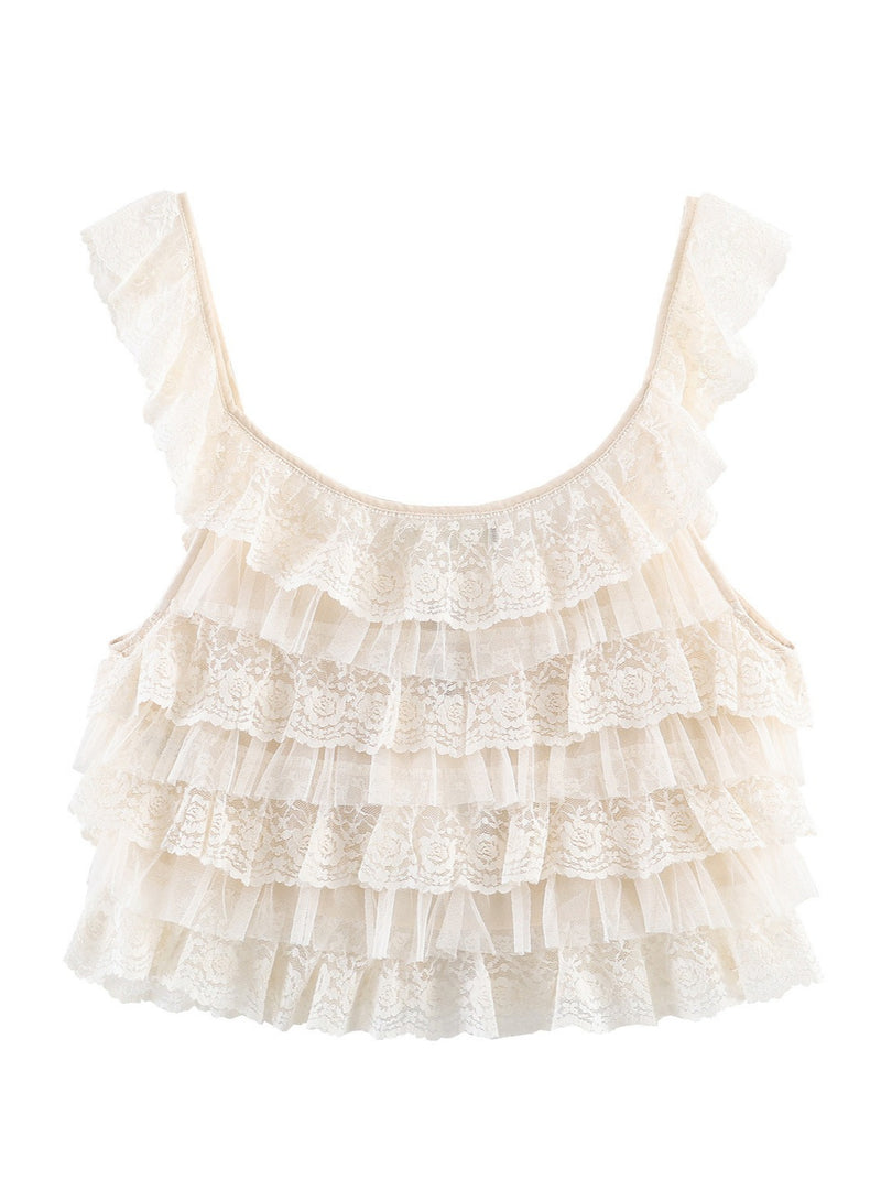 Layered Lace Crop Camisole Top Women N6C279