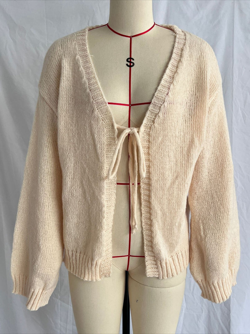 Solid Sexy V-Neck Slim Fit Hand-Tied Knit Cardigan N6G142