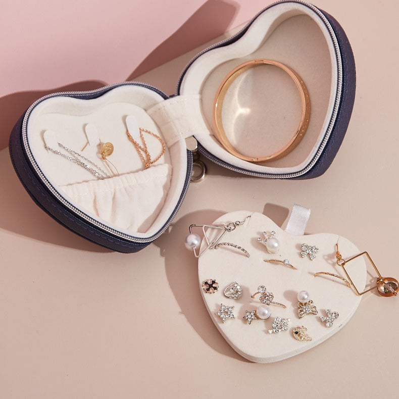 Heart Shape Leather Jewelry Organizer Box S5P831