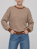 Load image into Gallery viewer, Backless Color Block Stripe Oversized Knit Pullover N6G185