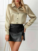 Load image into Gallery viewer, Modern Open Front Satin Shirt Women N6C133