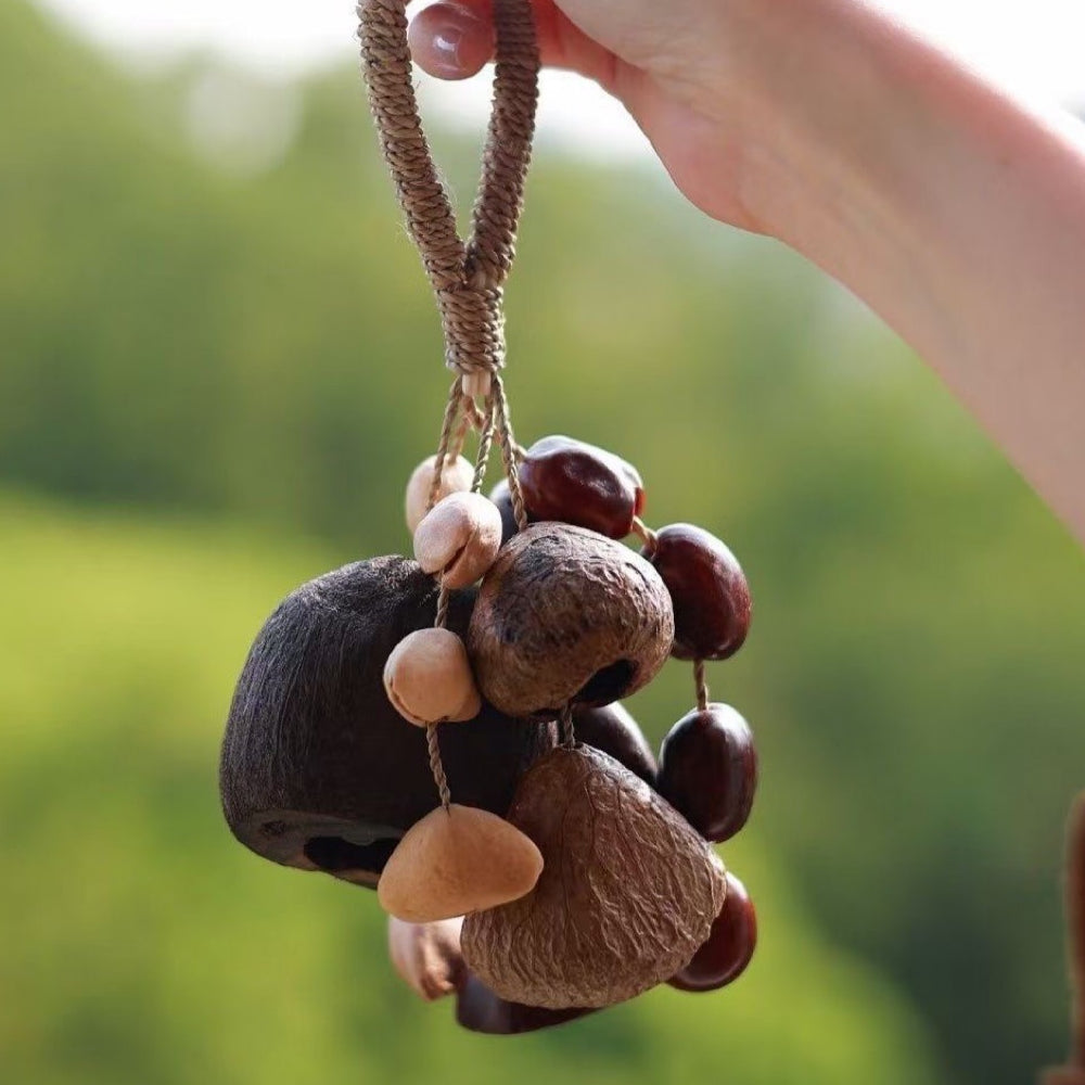 Natural Seed Pod Wind Chime Bag Charm Hanging N6F306