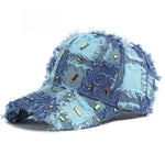 Load image into Gallery viewer, Distressed Plaid Baseball Cap Rhinestone Frayed  N6G210