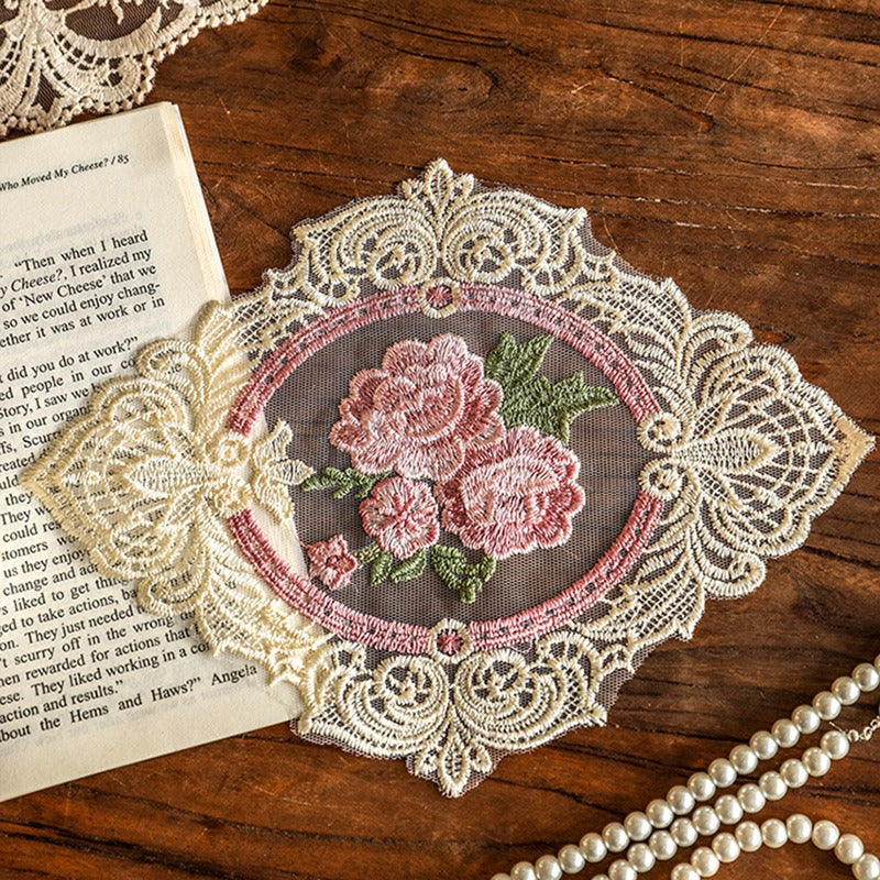 Vintage Lace Embroidered Coaster Doily Display Mat N6G077