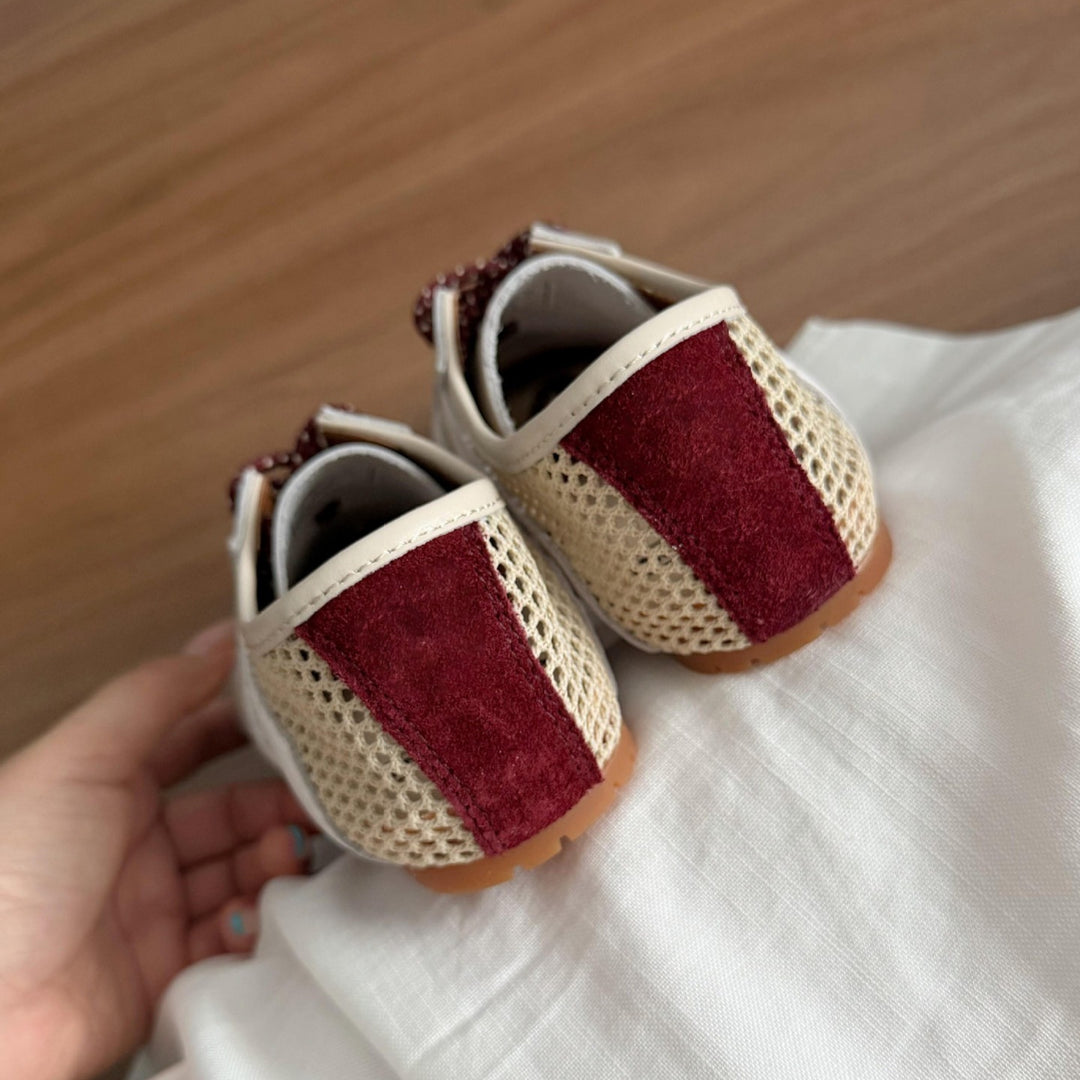 Color-Block Mesh Lace-Up Flats Women Breathable N6G247