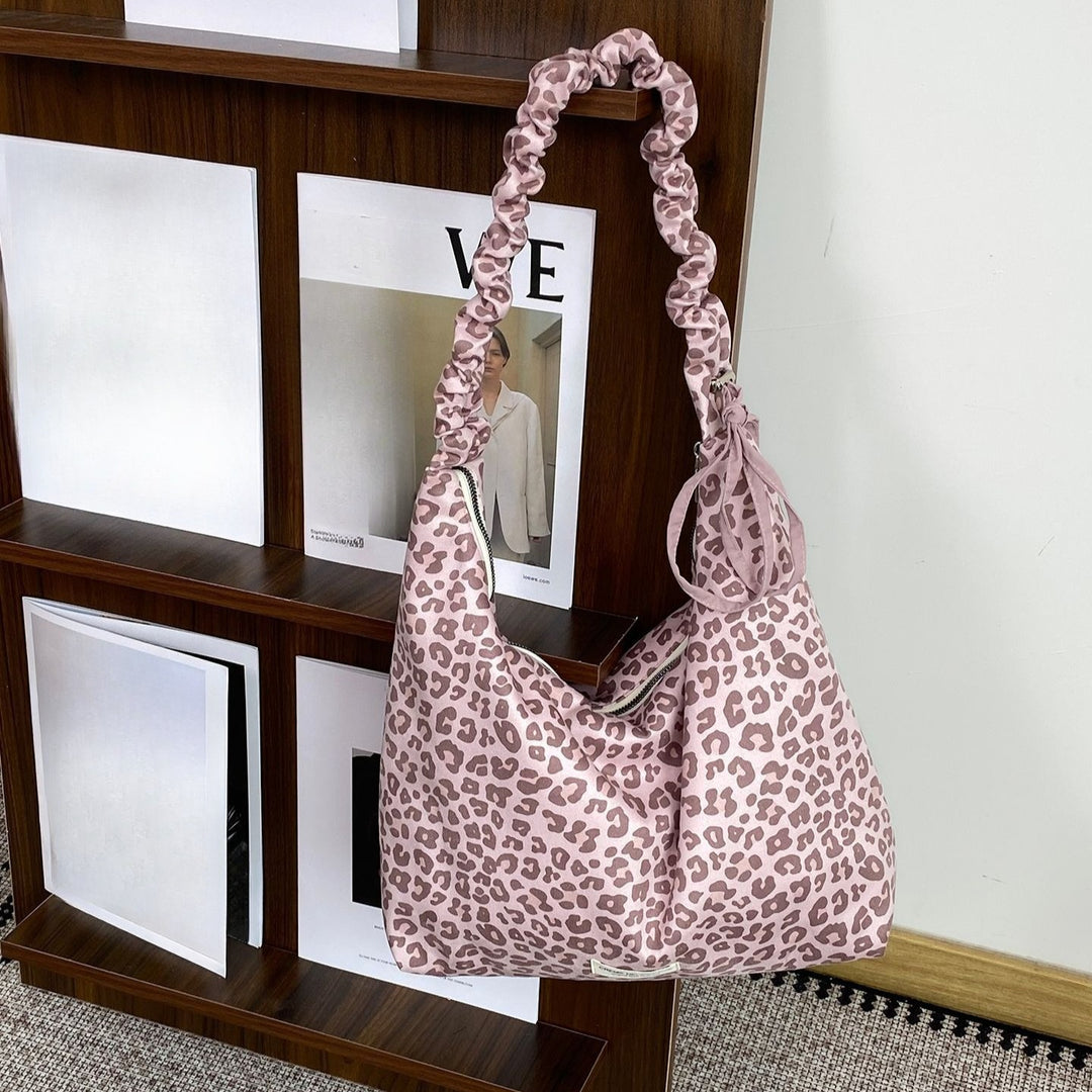 Women's Leopard Suede-Feel Dumpling Tote Bag N6J190