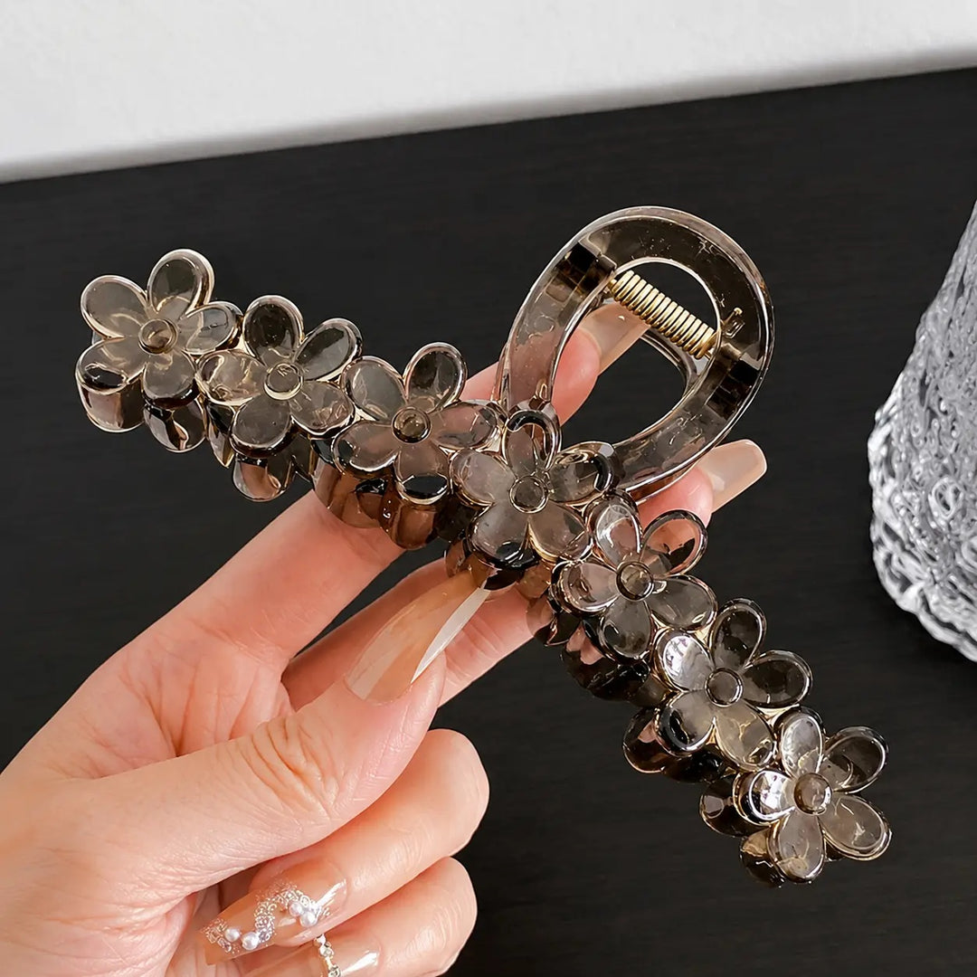 Jelly Color Flower Hair Claw Clip Women Resin N6C350