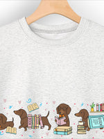 Load image into Gallery viewer, Four Dachshunds Hearts Print Crewneck Sweatshirt N6H048