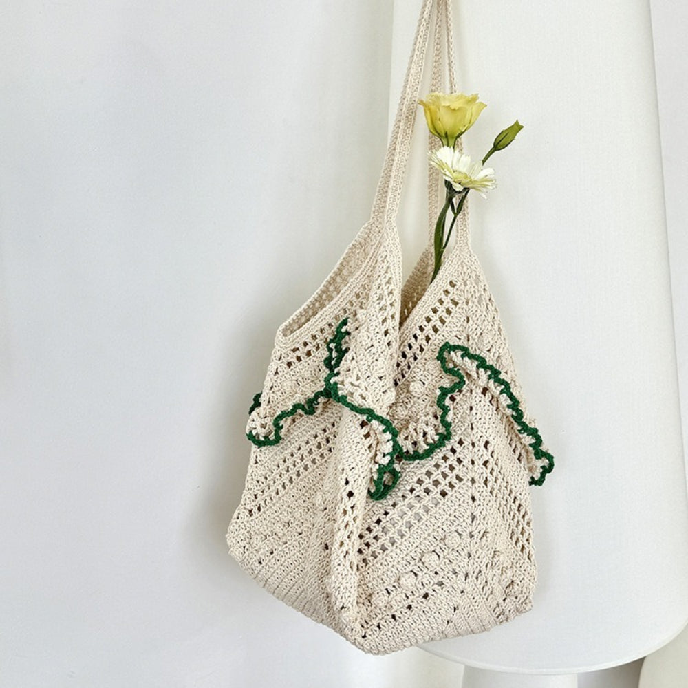 Bohemian Hand-Woven Openwork Cotton Shoulder Bag N6D161