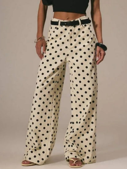 Polka Dot Loose Fit Mid Rise Denim Jeans N6F031