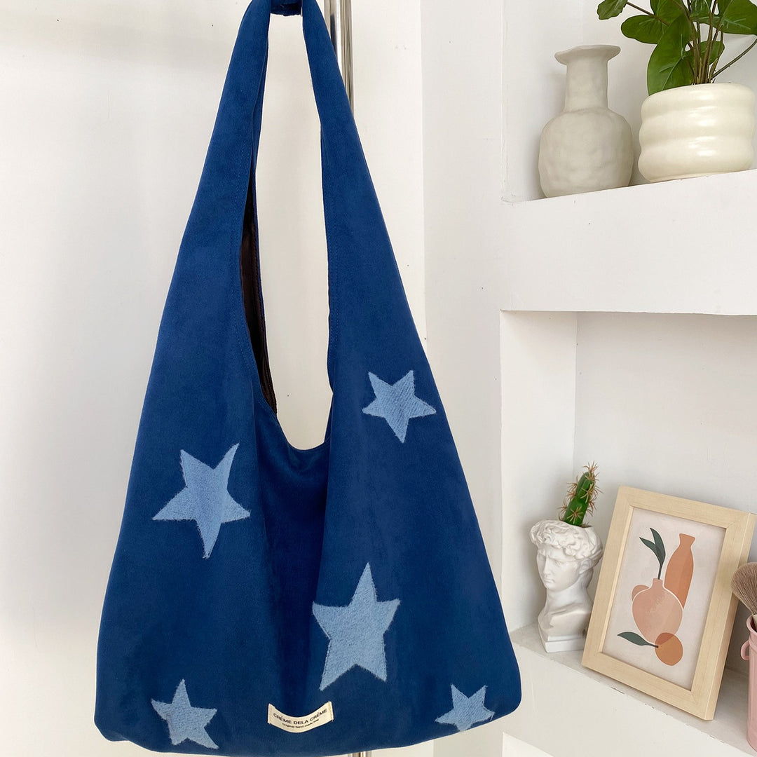 Women's Suede-Feel Star Embroidered Tote Bag N6J182