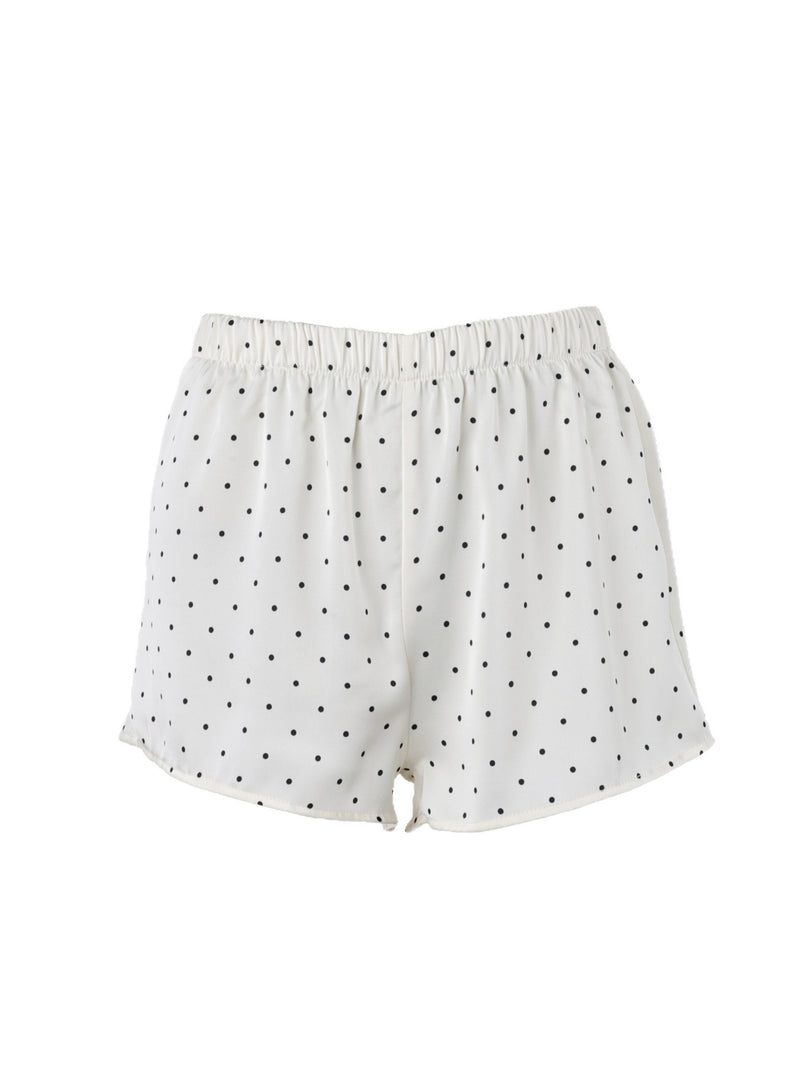 French Polka Dot Satin High Waist Shorts Women N6E165