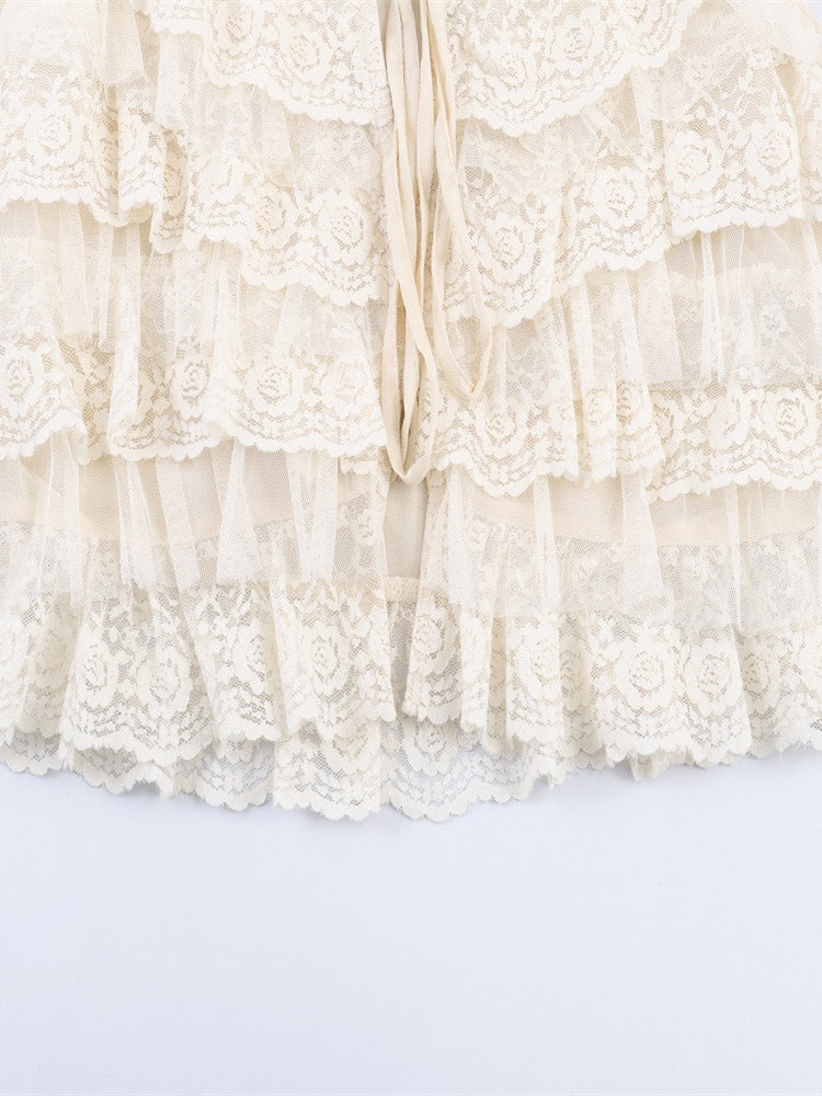 Layered Lace Crop Camisole Top Women N6C279