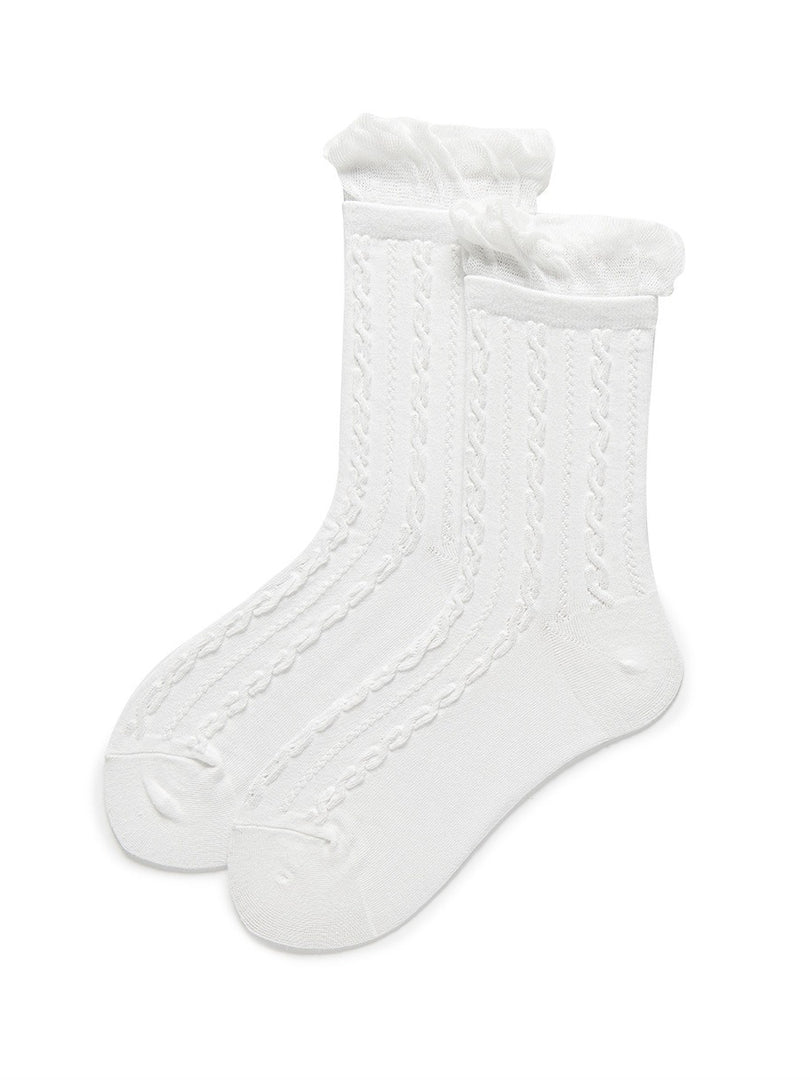 Bubble Cuff Cable Knit Socks Women N6C171