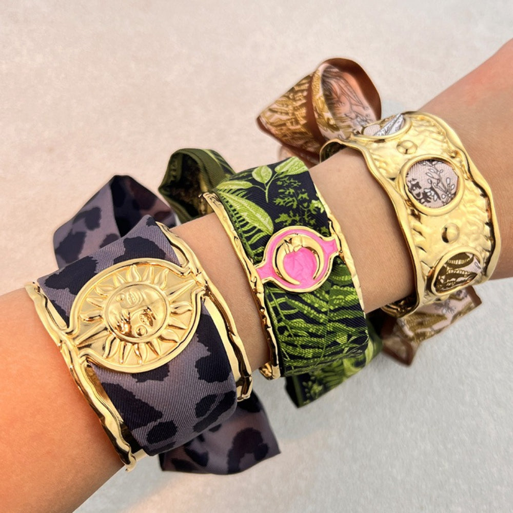 Celestial Cuff Bangle Moon Sun Hollow Wide N6F262