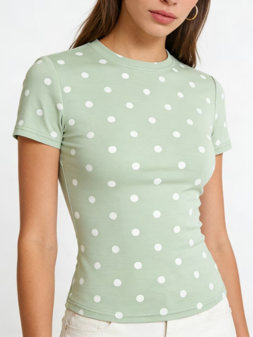 Polka Dot Fitted T-shirt Women N6D087