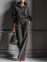 Load image into Gallery viewer, Dark Grey Color Block Hoodie Sweatshirt and Pant Set N6D101