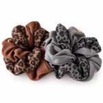 Load image into Gallery viewer, Womens Leopard Print Suede Feel Scrunchie N6K010