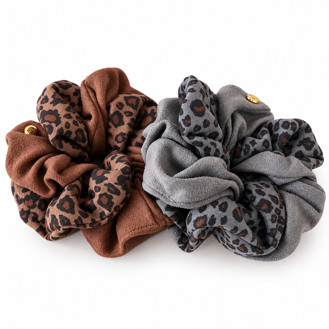 Womens Leopard Print Suede Feel Scrunchie N6K010