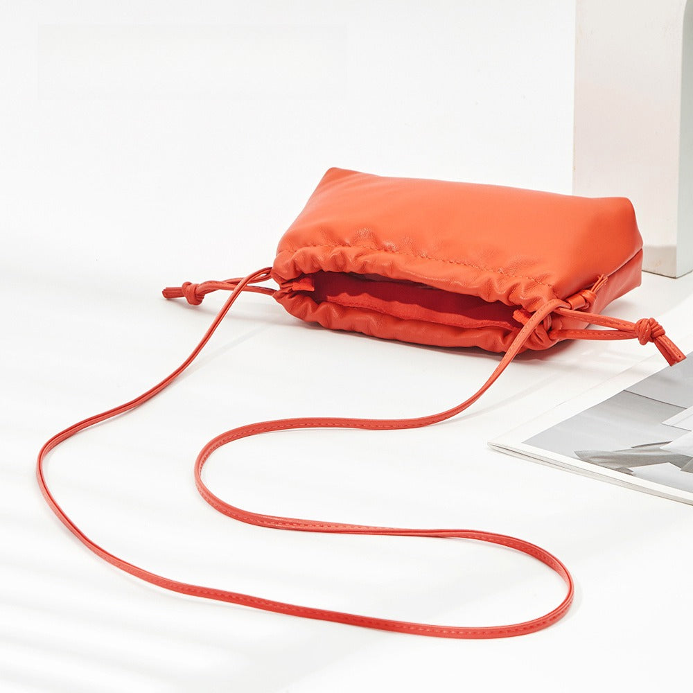 Crinkle PU Cloud Bag Crossbody Drawstring Pouch N6F104