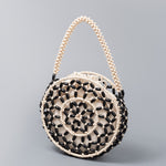 Load image into Gallery viewer, Hand Woven Wooden Bead Circle Bag Drawstring Closure S5P370