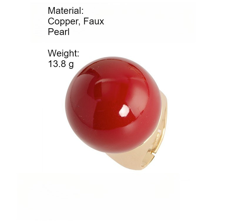 Statement Pearl Open Ring Adjustable Geometric N6H204