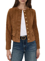 Load image into Gallery viewer, Suede Single Button Crop Coat Mid Heavy Brown N5Z551