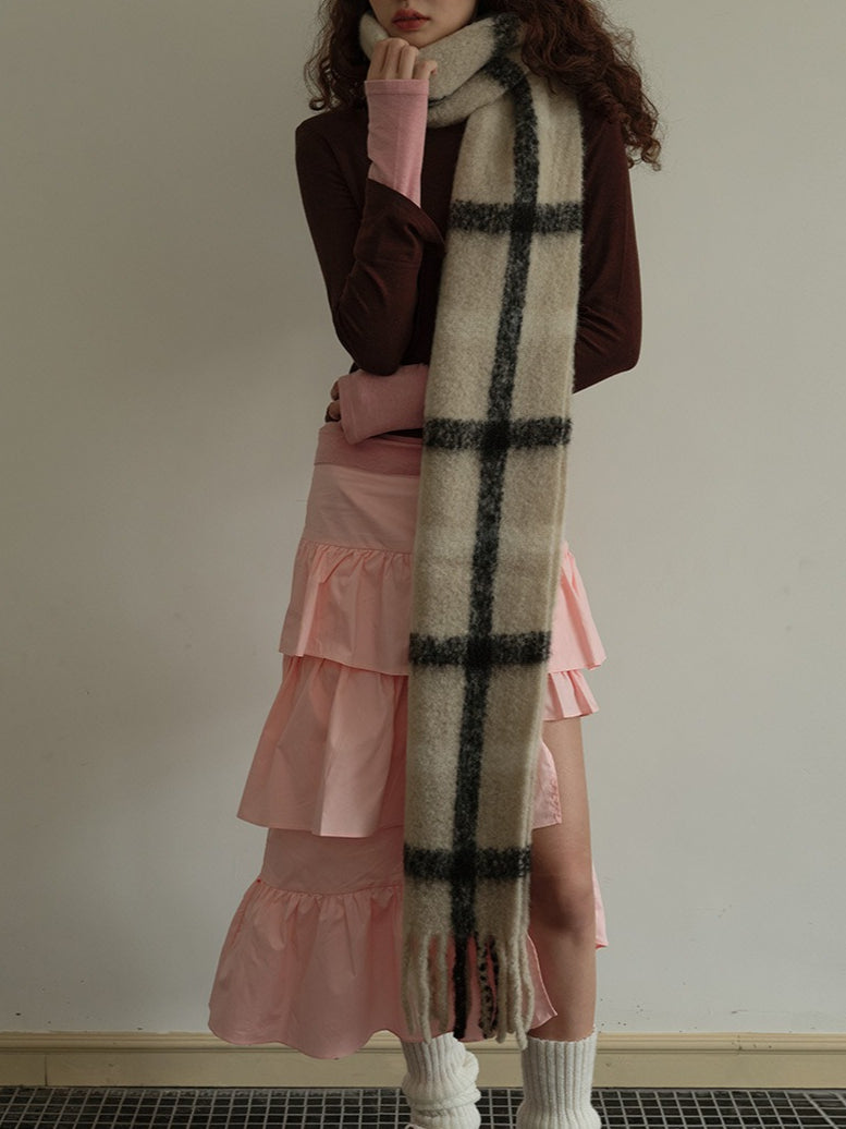 Classic Plaid Wool Blend Scarf  M5A134