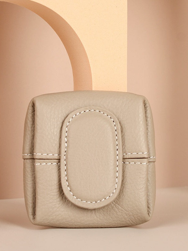 Genuine Leather Coin Purse With Keychain Women N6D030