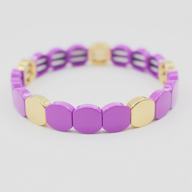 Multicolor Enamel Geometric Cuff Alloy Stove Fired S5P210