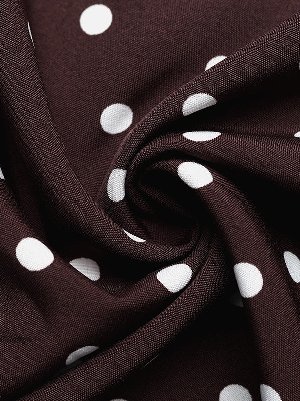 Polka Dot Halter Deep V-Neck Bodycon Dress N6E164