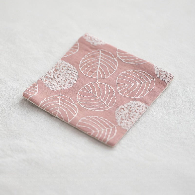 Square Embroidered Coaster Fabric Absorbent Table Mat N6G059