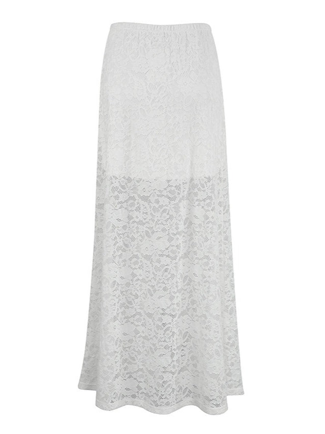 Sexy Lace Sheer High Waist A-Line Skirt N6D012