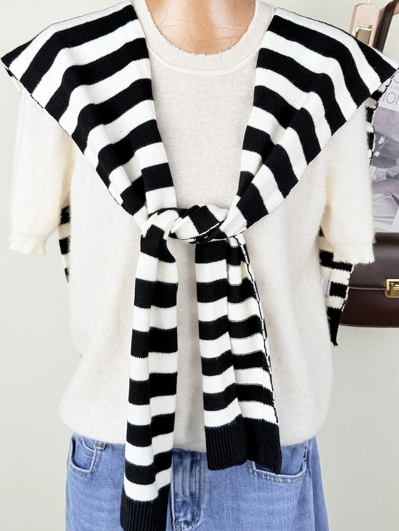 Striped Knit Shawl Scarf Wrap Women N6E175