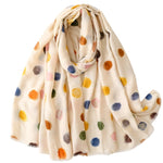 Load image into Gallery viewer, Cotton Linen Feel Metallic Foil Polka Dot Scarf Shawl N6H255