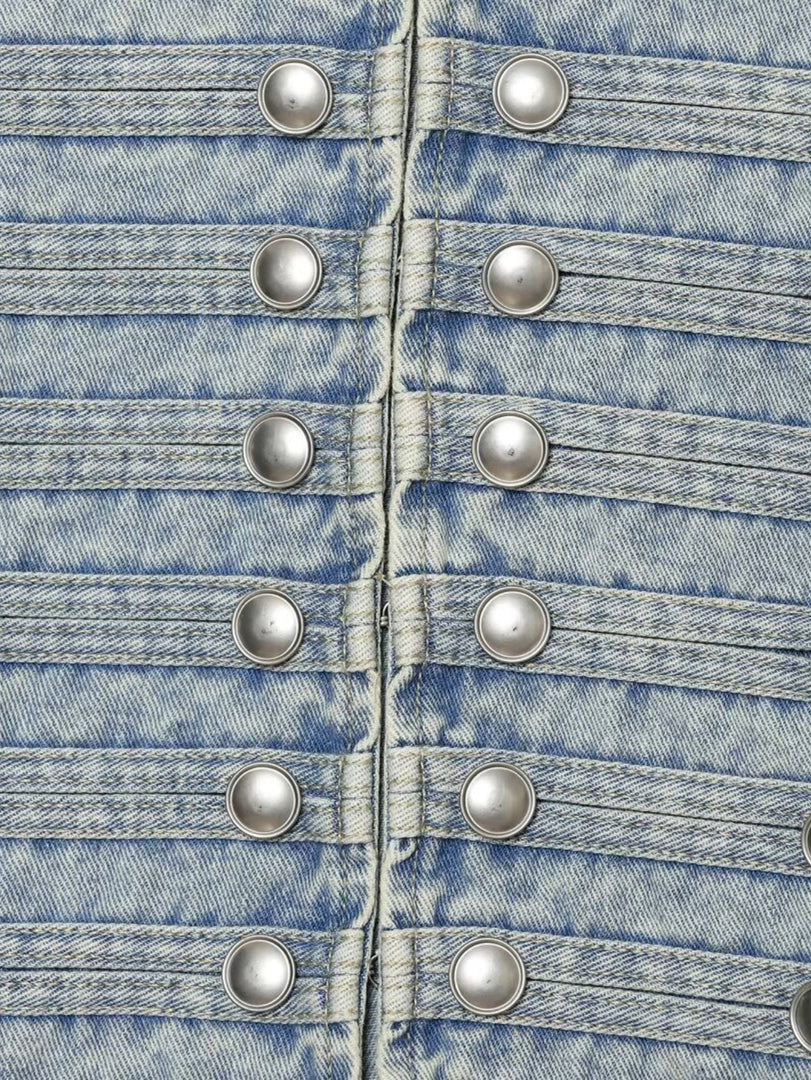 Embroidered Cropped Denim Jacket Slim Fit Women N6F193